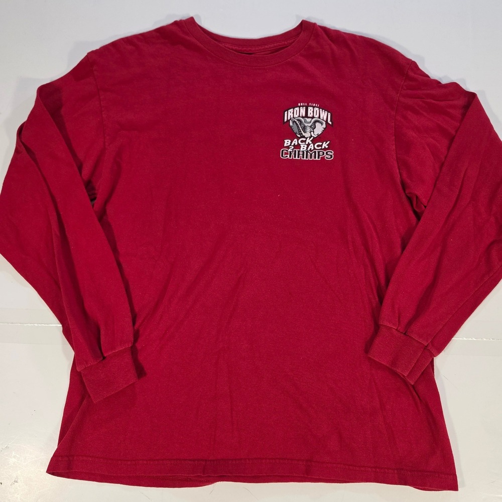 Alabama Crimson Tide Iron Bowl Back 2 Back Champs Long Sleeve Shirt Red Large